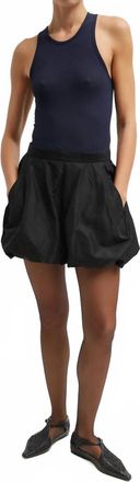 Tibi Italian Sporty Nylon Bubble Short In Black