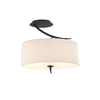 Netlighting Eve Semi Flush Ceiling 2 Light E27 Anthracite with White Oval Shade in Black