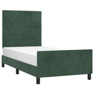 vidaXL Estructura De Cama Sin Colch&oacute;n Terciopelo Verde Oscuro 90x190cm Vidaxl
