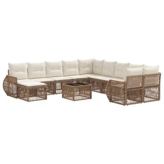 vidaXL Conjunto De Sof&aacute;s De Jard&iacute;n 12 Pcs Beige Rat&aacute;n Sint&eacute;tico Vidaxl