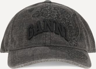 Ganni Baseball Cap in embroidered denim Female UNI