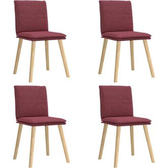 vidaXL Sillas De Comedor 4 Unidades Tela Rojo Tinto Vidaxl