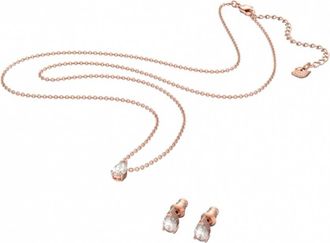 Swarovski Rose Gold Rhodium Plated Attract Earring And Necklace Set