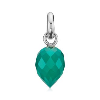 Monica Vinader Sterling Silver Fiji Bud Gemstone Pendant Charm Green Onyx