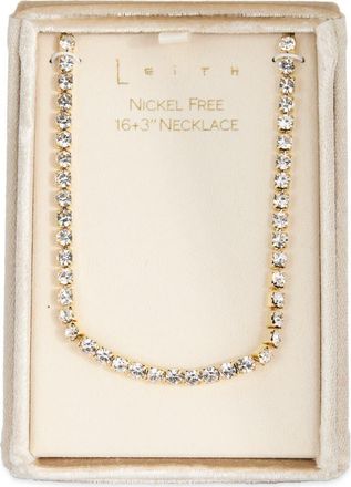 Leith Crystal Tennis Necklace in Clear- Gold at Nordstrom Rack