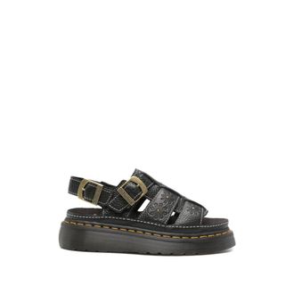 Dr. Martens Flat Sandals, female, Black, Size: 10 US Wrenlie Open Toe Nappa Leather Fisherman Platform Sandals