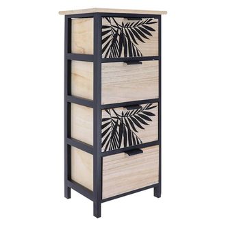 Tendance Paulownia Mdf Chopo Mueble 4 Cajones Decoracion Plantas Aloha Tiradores Metalicos - Negro Natural - Tendance