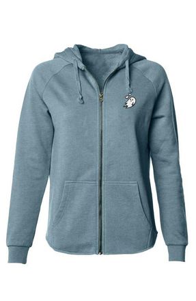 Dalix Heartly Ghost Zip Fleece Hoodie in Misty Blue at Nordstrom, Size Xx-Large