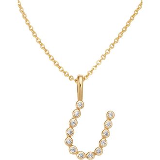 Made by Mary CZ Poppy Initial Necklace in Gold Vermeil Initial U at Nordstrom