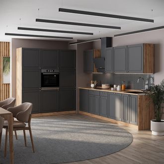 Vicco Mueble De Cocina Fame-line, Antracita-oro Landhaus/roble Dorado, 460 Cm, Et Antracita, Vicco