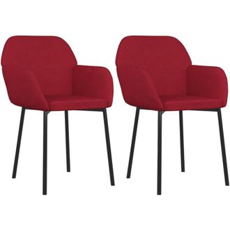 vidaXL Sillas De Comedor 2 Unidades Terciopelo Rojo Tinto Vidaxl