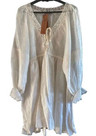 Ermanno Scervino Lace Insert Lightweight White Cotton Tunic Dress Size S
