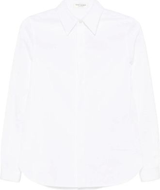 Saint Laurent Overhemden, Dames, Wit, S, Katoen, Shirt met platte kraag