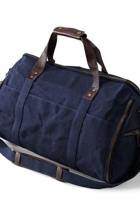 Lands End Waxed Canvas Convertible Garment Duffle in Radiant Navy at Nordstrom