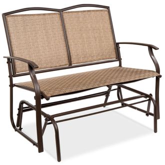 Best Choice Products 2-Person Outdoor Swing Glider, Steel Patio Loveseat, Bench Rocker w/ Armrests