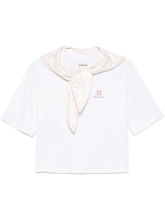 Musium Div. logo-embroidered T-shirt - women - Cotton/Spandex/Elastane - 36 - White