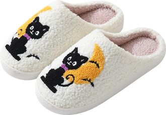 Generic Slippers Womens Winter Memory Foam Slippers for Indoor Comfortable Open Leisure Shoes Soft Soles Felt Slippers Breathable Mules Cotton House Shoes Plu