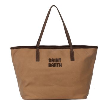 MC2 Saint Barth Brown Waxed Cotton Faux Suede City Shoulder Bag