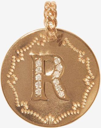 Pascale Monvoisin Anhänger aus Gelbgold und Diamanten Alphabet - R