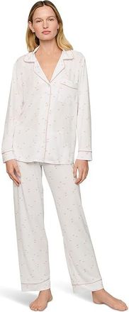 Eberjey Gisele Printed Long Pj Set Womens Pajama Sets Summer Daisy White/Pale Mauve : XL, Spandex/Modal/Jersey