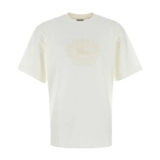 Burberry T-Shirts, male, White, Size: S Logo Embroidery T-Shirt