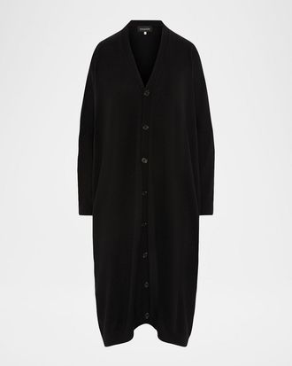 Eskandar Cashmere Wide V Neck Cardigan - 3/4 Length