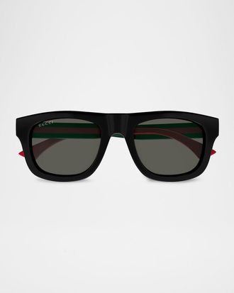 Gucci Men & apos;s Gg1991s-001 Acetate Square Flat-Top Sunglasses