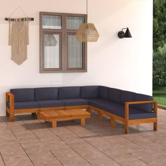 vidaXL Vidaxl - Muebles De Jard&iacute;n 8 Pzas Con Cojines Gris Oscuro Madera Acacia