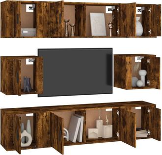 Berkfield Home Classic 8 Piece TV Cabinet Set Smoked Oak Engineered Wood in Brown