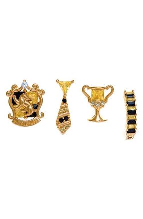 Girls Crew x Harry Potter Set of 4 Assorted Single Stud Earrings in Gold/Hufflepuff at Nordstrom
