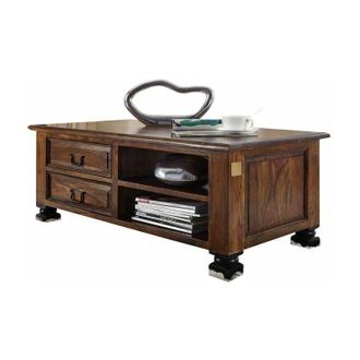 Massivmoebel24 tavolino da salotto in legno di Sheesham / palissandro 115x60x45 marrone laccato NEW BOSTON 204