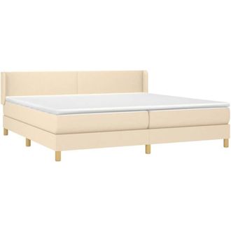 vidaXL Vidaxl - Cama Box Spring Con Colch&oacute;n Tela Color Crema 200x200 Cm