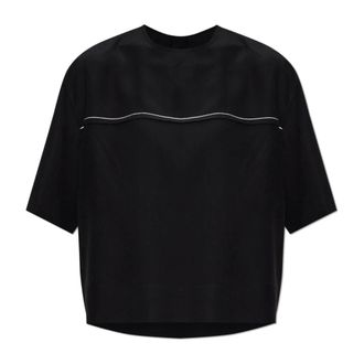 Marni T-Shirts, female, Black, Size: 2XS Silk Top
