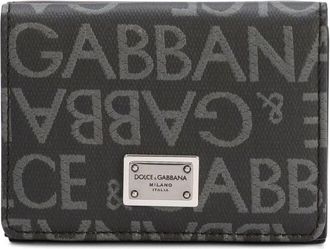Dolce & Gabbana logo-plaque jacquard wallet - men - Rayon/Calf Leather/Calf Leather/Cotton/Polyester/Polyurethane - One Size - Black