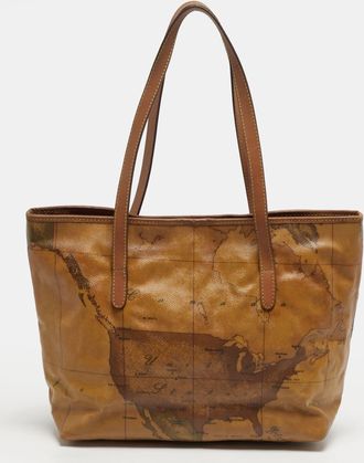 Alviero Martini 1A Classe Tan Geo Classic Print Leather Tote