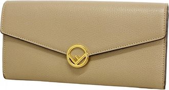 Fendi Grayish Leather Long Wallet (Bi-Fold) (Pre-Owned)