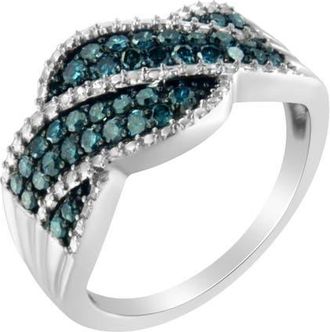 House of Brilliance Silver 1/2 Cttw Treated Blue Diamond cocktail Ring at Nordstrom, Size 6.75