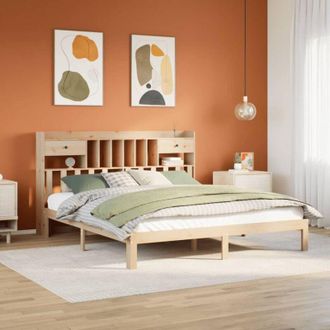 vidaXL Cama Con Estanter&iacute;a Sin Colch&oacute;n Madera Maciza De Pino 180x200cm Vidaxl