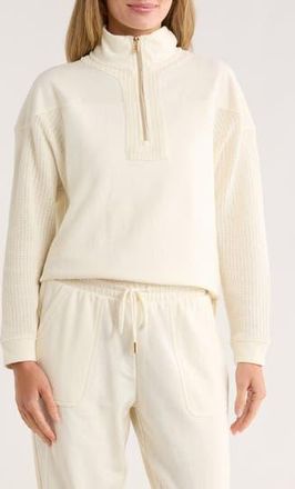 Nanette Lepore Play Seamed Quarter Zip Pullover in Cannoli Cream at Nordstrom Rack, Size Medium