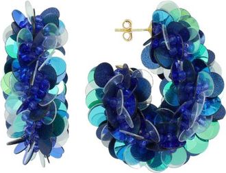 Lott. Gioielli Sequin Oval Creole Statement Earrings in Ocean Mix in Blue at Nordstrom