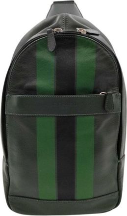 Coach Black Green Leather Shoulder Bag Sling Bag (Pre-Owned)