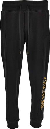 Versace Jeans Couture Black Sweatpants With Gold Logo Print