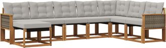 vidaXL Conjunto De Sof&aacute;s De Exterior 8 Uds. Natural Y Gris Claro Vidaxl