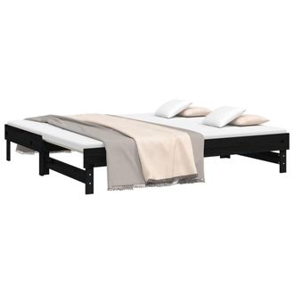 vidaXL Vidaxl - Sof&aacute; Cama Extra&iacute;ble Madera Maciza De Pino Negro 2x(75x190) Cm