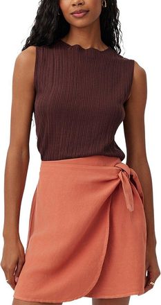 Bella Dahl Textured Ribbed Mock Neck Linen-Blend Top