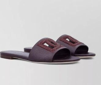 Dolce & Gabbana calfskin dauphine suede formal slide sandals