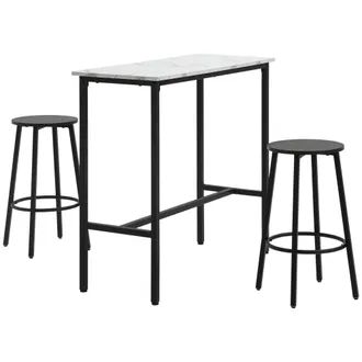 HOMCOM Conjunto De Mesa De Bar Con Taburetes, Conjunto De Mesa De Bar De 3 Piezas, Mesa De Comedor Con 2 Taburetes De Bar, Grupo De Comedor, Mesa Alta, Mesa 