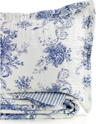 Melange Home Toile Reversible Cotton Quilt Set in Navy at Nordstrom Rack, Size Twin X-Long