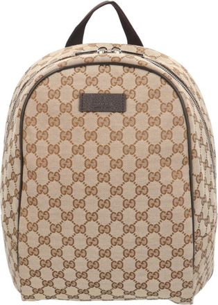Gucci Beige Brown Gg Canvas Backpack (Pre-Owned)