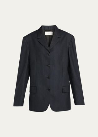 The Row Gelda Pinstriped Wool Jacket